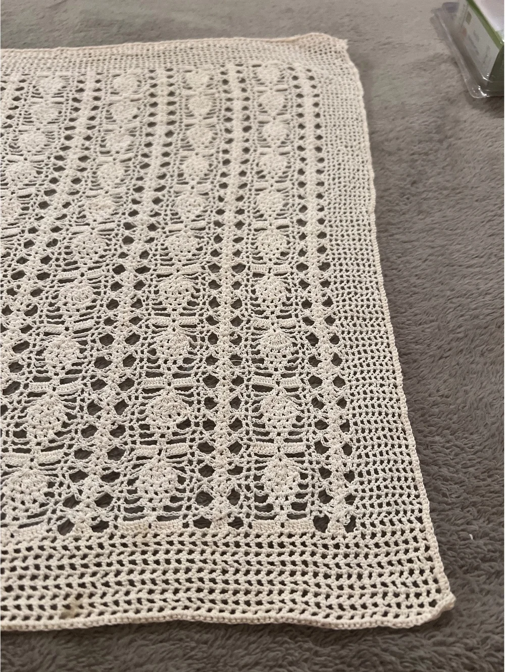 Handmade Crochet Square Doily Table Cover in Cream
